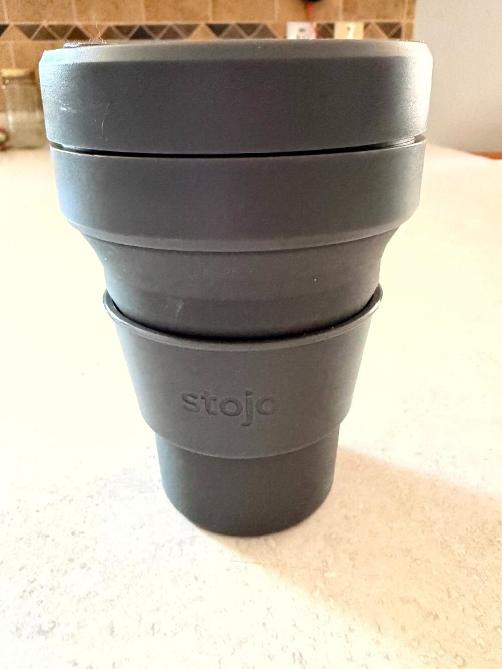 STOJO 16 Oz Collapsible Cup - with Heat Sleeve and cap Grey